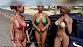 Three hot girls in one car. 3D porn cartoon sex