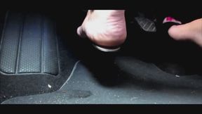 Driving car in black mules