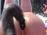 Sloppy buttplug in cutie femboy