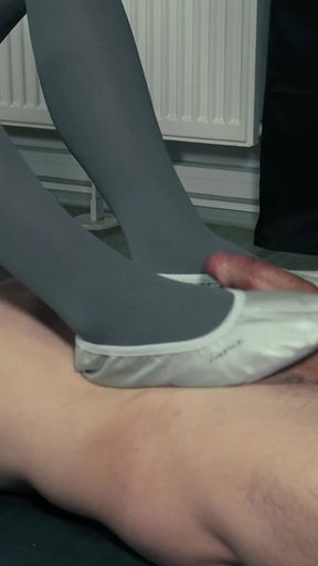 Facesitting Footjob with Leather Slippers
