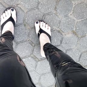 latex flip flops - public crossdressing