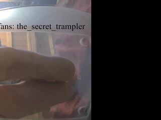 Weenie and balls puncaked below glass (preview, full clip on Onlyfans) penis trampling