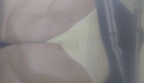 crossdressed boy couldn’t hold it pisses through seat until soaked tight panties