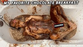 My favorite chocolate breakfast 18+ total messy girl, sweet pussy and tits teen