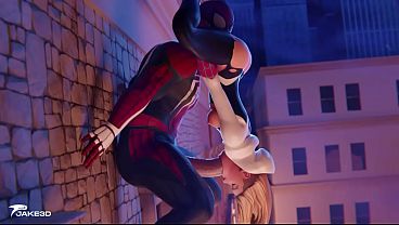 Gwen Gagging Deep On Spidey'_s Cock In 69 Position!