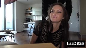 Seductive brunette Barbara Bieber got her big tits slapped and used for torment