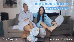 Ugh Rug Prison Interview- Stella and Cleo Jane: Smelly, sweaty, fuzzy blue slippers and blue fleece robes are our uniforms and we get very stinky - 4K MP4