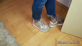Elegant Sneaker Tease - Nylon Shoeplay &amp; Dangling
