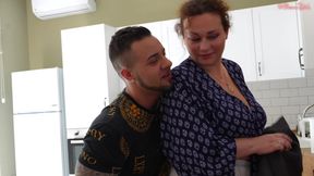 Hot Naughty Girl Seduces Her Stepmother&#039;s Lover and He Fucks Them Both Hard in the Mouth with His Huge Dick!