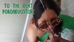 Swallowing a huge cumshot with gift (A squirt)