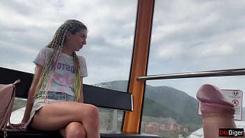 Public Dick Flashing on the Ferris wheel - Stranger Girl Help me Cum in her Mouth