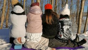 4 girls squishing men in the freezing cold (extract from 35th training)