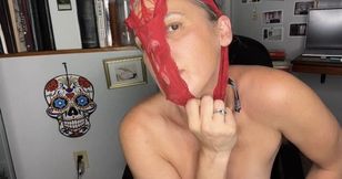 Sniffing &amp; Tasting My Filthy Panties Pantyhooding Panty Mask Hairy Pussy Masturbation