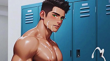 Hugby's team makes a gangbang with oil in the locker room