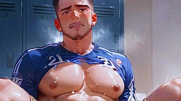 Hugby's team makes a gangbang with oil in the locker room