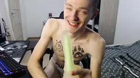 Endo Suck Dildo Jerking off His Dick and Cum