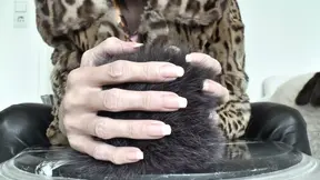 Dressed up beauty with long, tight, natural nails