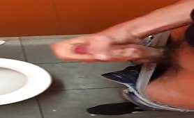 Me wanking in public toilet huge load