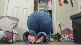 Blue String Thong & Ass Crack Te