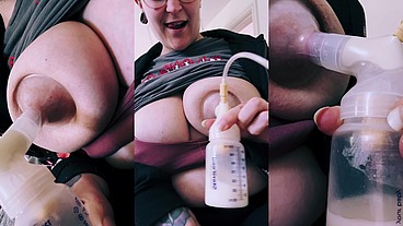 Milf Pumps Breast Milk Using Electric Pump