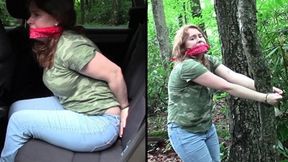 Darcy- Hitcher In The Woods, Bandanna Gag, Handcuffed To Tree