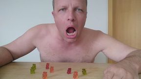 I am a giant and have frozen 10 gummy bears. They cannot move. My belly is waiting for them...