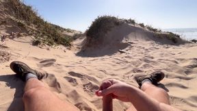 Jerking Off at The Beach Till Cumshot in Public