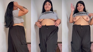 BBW farting and burping on baggy pants until you cum
