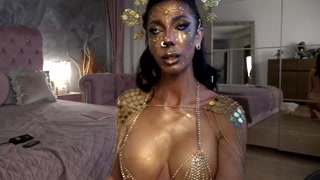 VivienneRuth - Gold Goddess serving her one and only God worshipping his huge cock @lourdesmodels