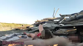 Pussy flash - Stranger caught my stepdad touching my pussy on a public beach and jerked off his dick -
