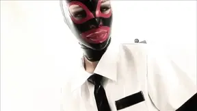 Latex sluts suck and get spanked before cumshots