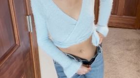 Cute coworker gives a sultry solo performance before joining in the fun