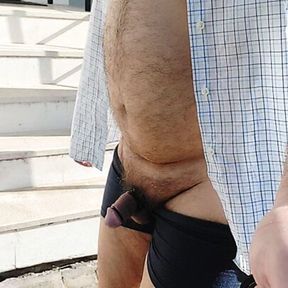 Walking half-naked while I masturbate in the street, until I cum in the car 1