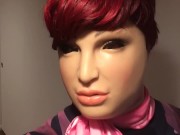 Naughty Nadia (trans, crossdressing, feminization, transformation, female mask, garters, high heels)