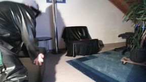 perv cumslut latexbessy riding big dildo and swallow