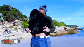 FFM Beach Threesome with Yesenia Rock and Jessica Bitch