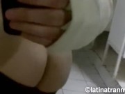 Nikki Montero in a public ladies gym bathroom