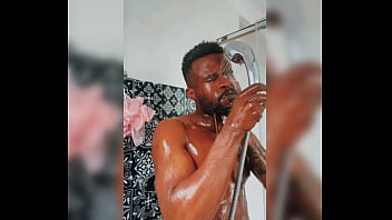 Sexy black man showering