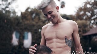 Skinny blonde twink Andy Taylor anal fucked hard from behind