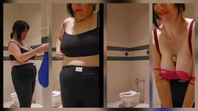 Big Tits Red Velvet Cake in Public Restroom