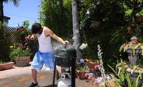 Guy next door ends up fucking his ass and splashing jizz on his cock