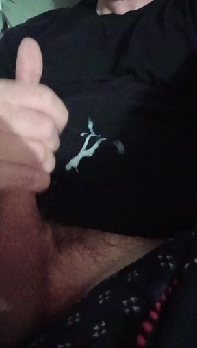 Jacking off and I Cum on My Shirt Hot Wet Sticky Mess