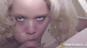 Blonde beauty takes her pierced nipples played with while getting a rough banging