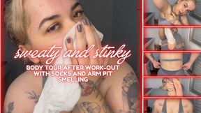 Smelling my sweaty stinky arm pits, feet and socks after a work-out
