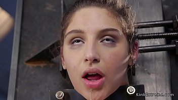 Abella Danger's hairy pussy gets fucked by a machine