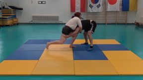 Entertaining Wrestling Match between Mistress Carmen la Dean and Rico in German, daily language! Enjoy the fun!