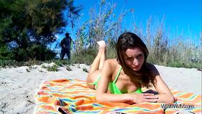 Skinny Euro Babe Sucks and Fucks Stranger at Public Beach
