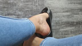 Sexy heel play on black ballet flats by Katherine