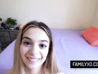 Slender blond wishes for stepdaddy's giant shlong