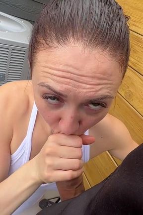 Golf Date Turns Into Roof Blowjob with Hot Redhead
